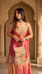 Party Wear Embroidered Kurta Sharara Set with Dupatta for Women