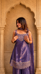 Party Wear Embroidered Kurta Sharara Set with Dupatta for Women