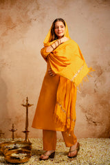 Women’s Embroidered Chanderi Kurta Pant Set with Bhagalpuri Dupatta