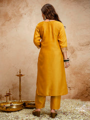 Amorina Women’s Embroidered Chanderi Silk Kurta Set with Organza Dupatta