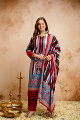 Women’s Multicolor Printed Rayon A-Line Kurta Set with Pant & Mul Cotton Dupatta