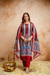 Women’s Multicolor Printed Rayon A-Line Kurta Set with Pant & Mul Cotton Dupatta