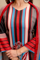Women’s Multicolor Printed Rayon A-Line Kurta Set with Pant & Mul Cotton Dupatta