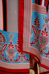 Women’s Multicolor Printed Rayon A-Line Kurta Set with Pant & Mul Cotton Dupatta
