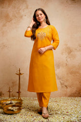 Women’s Embroidered Chanderi Kurta Pant Set with Bhagalpuri Dupatta