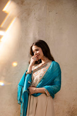 Women’s Chanderi Embroidered Kurta Pant Set with Chinon Dupatta