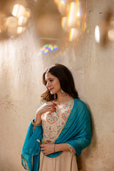 Women’s Chanderi Embroidered Kurta Pant Set with Chinon Dupatta