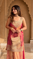 Party Wear Embroidered Kurta Sharara Set with Dupatta for Women