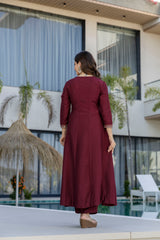 Maroon Embroidered Anarkali Suit with Designer Dupatta