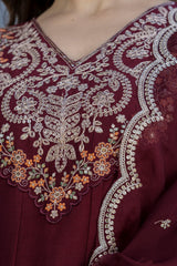 Maroon Embroidered Anarkali Suit with Designer Dupatta
