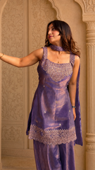 Party Wear Embroidered Kurta Sharara Set with Dupatta for Women