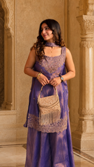 Party Wear Embroidered Kurta Sharara Set with Dupatta for Women