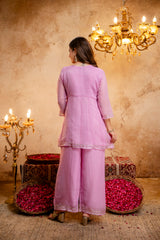 Women's Embroidered Crunchy Kurta Palazzo Set with Dupatta | 3/4 Sleeve Ethnic Party Wear Set