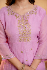 Women's Embroidered Crunchy Kurta Palazzo Set with Dupatta | 3/4 Sleeve Ethnic Party Wear Set