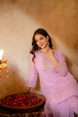 Women's Embroidered Crunchy Kurta Palazzo Set with Dupatta | 3/4 Sleeve Ethnic Party Wear Set