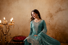 Women’s Embroidered Straight Kurta with Ghaghra Palazzo & Dupatta Set
