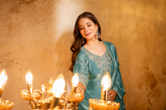 Women’s Embroidered Straight Kurta with Ghaghra Palazzo & Dupatta Set