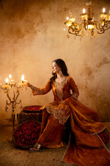 Women’s Embroidered Straight Kurta with Ghaghra Palazzo & Dupatta Set