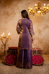 Women’s Embroidered Straight Kurta with Ghaghra Palazzo & Dupatta Set
