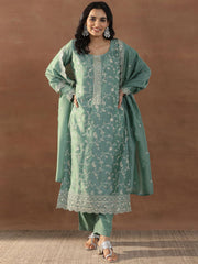 Festive Embroidered Vichitra Silk Kurta Set for Women