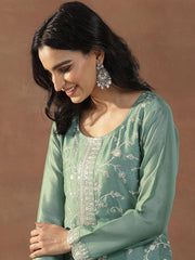 Festive Embroidered Vichitra Silk Kurta Set for Women