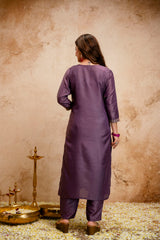 Women’s Chanderi Viscose Zari Work Kurti Pant Set with Chinon Dupatta