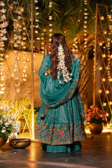 Premium Embroidered Crunchy Silk Anarkali Suit Set