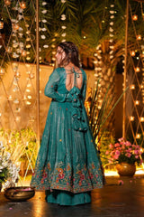 Premium Embroidered Crunchy Silk Anarkali Suit Set