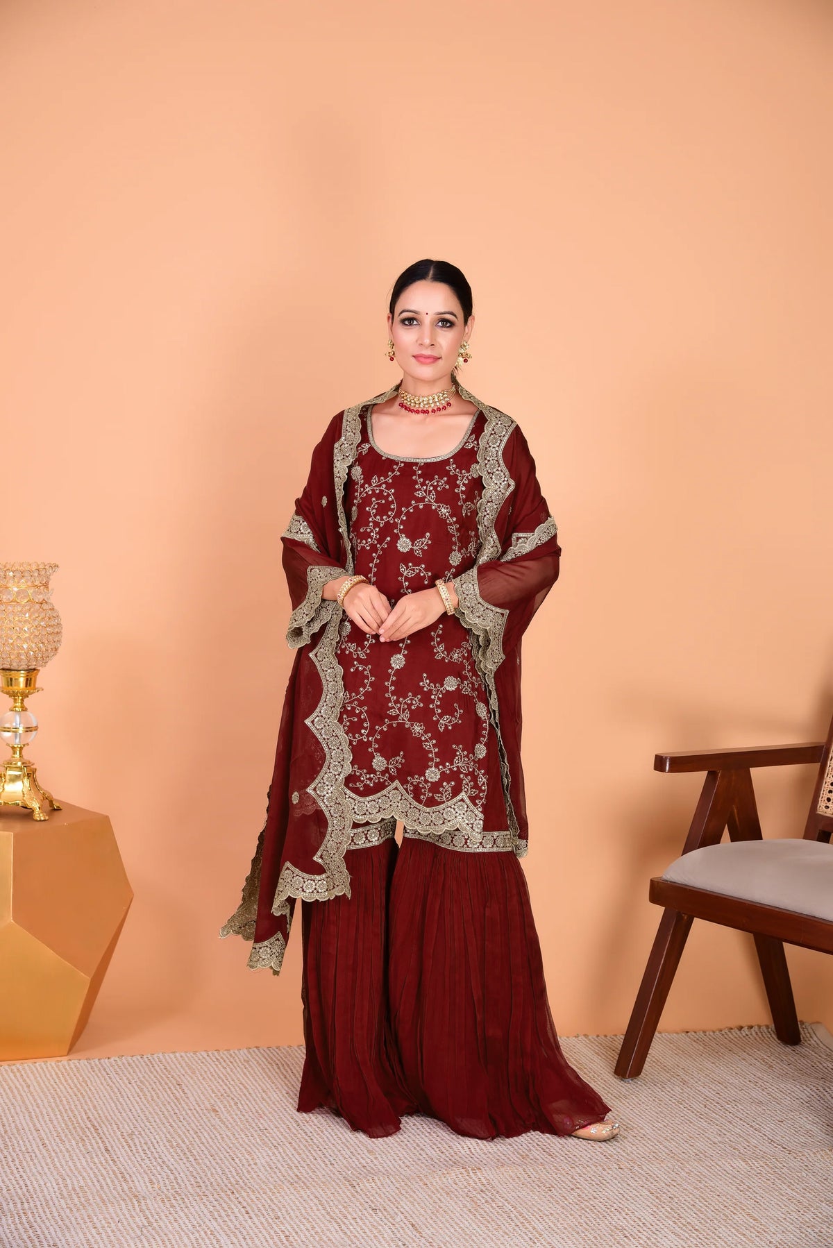 Premium Faux Georgette Embroidered Sharara Suit for Women