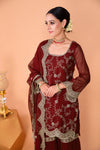 Premium Faux Georgette Embroidered Sharara Suit for Women
