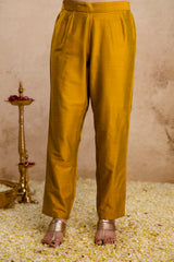 Women’s Embroidered Vatican Kurta Pant Set with Jacquard Golden Zari Dupatta