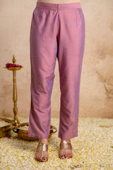 Women’s Embroidered Vatican Kurta Pant Set with Jacquard Golden Zari Dupatta