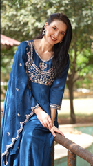 Women's Party Wear Embroidered Anarkali Kurta Set with Dupatta