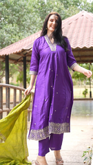 Premium Embroidered Anarkali Kurta with Pant & Dupatta for Women