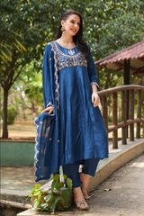 Women's Party Wear Embroidered Anarkali Kurta Set with Dupatta