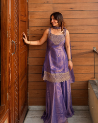 Women’s Embroidered Fendy Kurta Sharara Set with Dupatta – Firozi, Maroon, Rani Pink & Wine