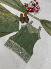 Women’s Embroidered Fendy Kurta Sharara Set with Dupatta – Firozi, Maroon, Rani Pink & Wine