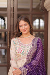 Premium Cosmos Jacquard Embroidered Gown with Bandhani Dupatta
