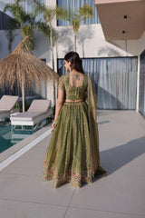 Elegant Pista Green Embroidered Lehenga Choli Set