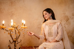 Women's Embroidered Crunchy Kurta Palazzo Set with Dupatta | 3/4 Sleeve Ethnic Party Wear Set