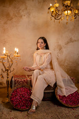 Women's Embroidered Crunchy Kurta Palazzo Set with Dupatta | 3/4 Sleeve Ethnic Party Wear Set