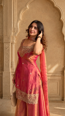 Party Wear Embroidered Kurta Sharara Set with Dupatta for Women