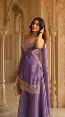 Party Wear Embroidered Kurta Sharara Set with Dupatta for Women