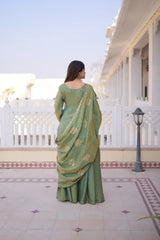 Women's Mehendi Embroidered Kurta Palazzo Set with Dupatta